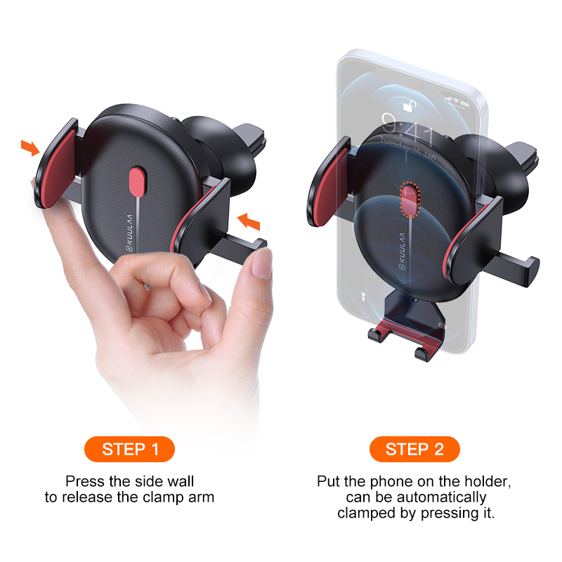 KUULAA Multifunctional Dashboard Air Outlet Suction Cup Gravity Telescopic Car Bracket Automatic Clamping Suitable for Android IPhone