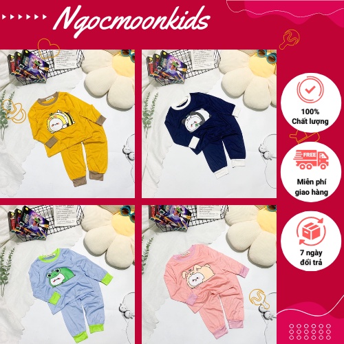 Bộ Dài Tay Cho Bé Trai, Bé Gái Minky Mom Vải Thun Lạnh Hoạ Tiết Ong Vàng, Ếch Xanh, Bộ Quần Áo Trẻ Em Thu Đông MKMTD2201