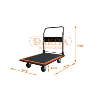 Xe Đẩy Hàng DKX4300 Tải 300Kg 4 Bánh Cao Su Đúc Siêu Bền