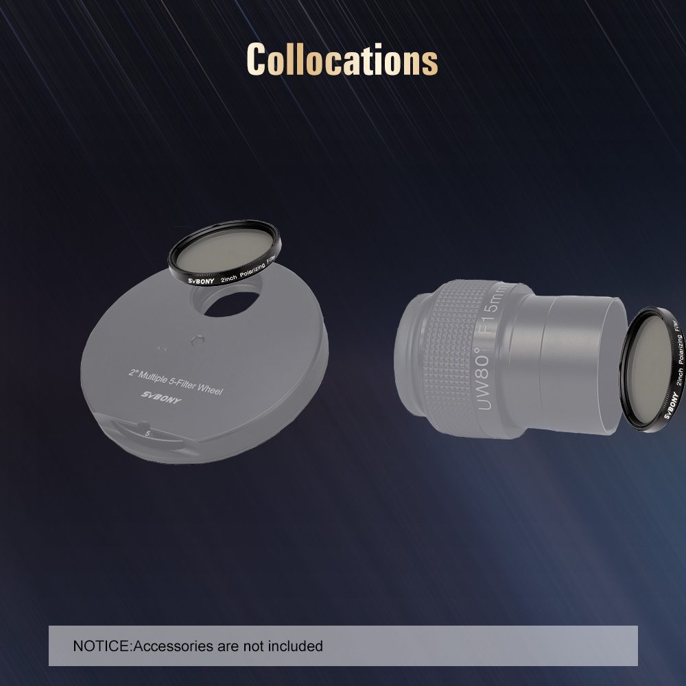 Svbony Bộ lọc phân cực tuyến tính Tăng độ tương phản Giảm độ chói Tăng chi tiết cho quan sát hành tinh mặt trăng 1,25 / 2 inch