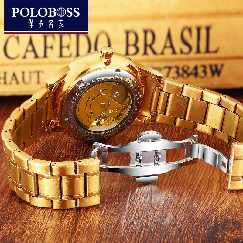 POLOBOSS Men IPG Automatic Mechanical Watch Gold Dragon Vintage Winner Man Watch