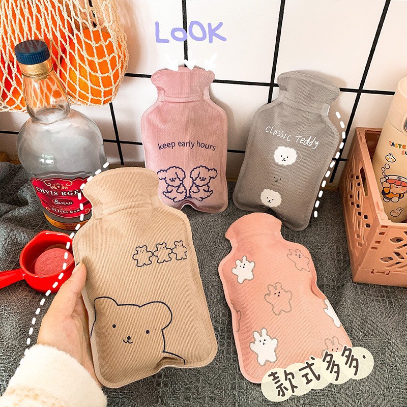 Túi chườm nóng lạnh mini Puha đa năng chườm bụng sưởi ấm tay chân 300ml , teddy nâu