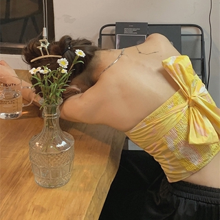 Ld-ladies Mùa Hè Quấn Ngực, Sáng Tạo In Trừu Tượng Viền Không Dây Áo Không Tay Lưng Ren Lên Áo