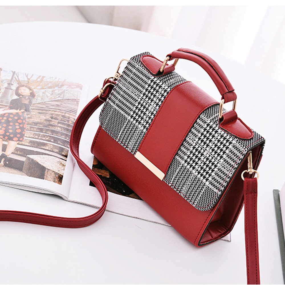 TÚI XÁCH NỮ DÁNG HỘP KẺ HÀN QUỐC -Miumin01