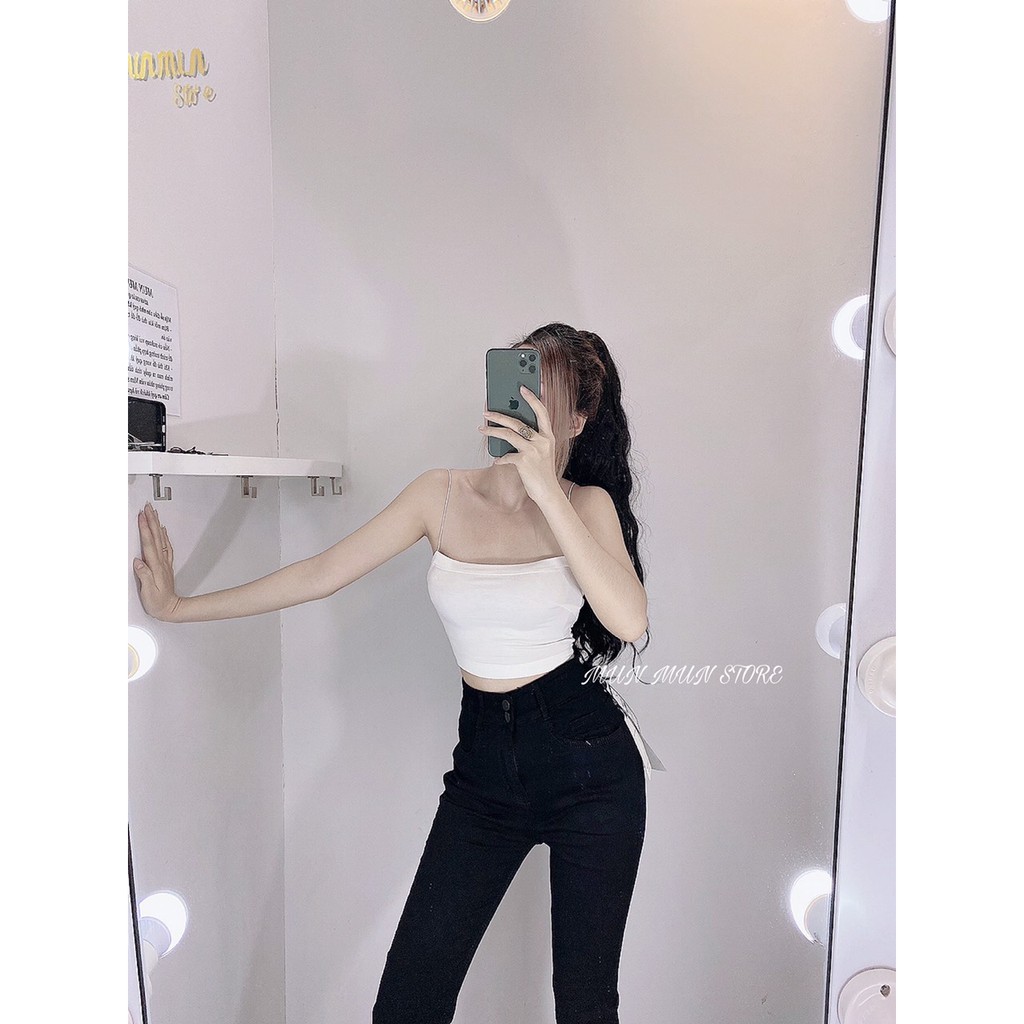 Quần Jean Nữ trơn MunMunStore Sang Chảnh Dáng Ôm Lưng Cao Có Túi mềm mại - co giãn tốt