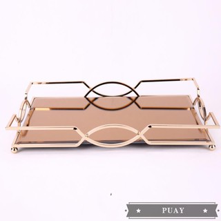 Modern minimalist creative metal mirror tray rectangular liv