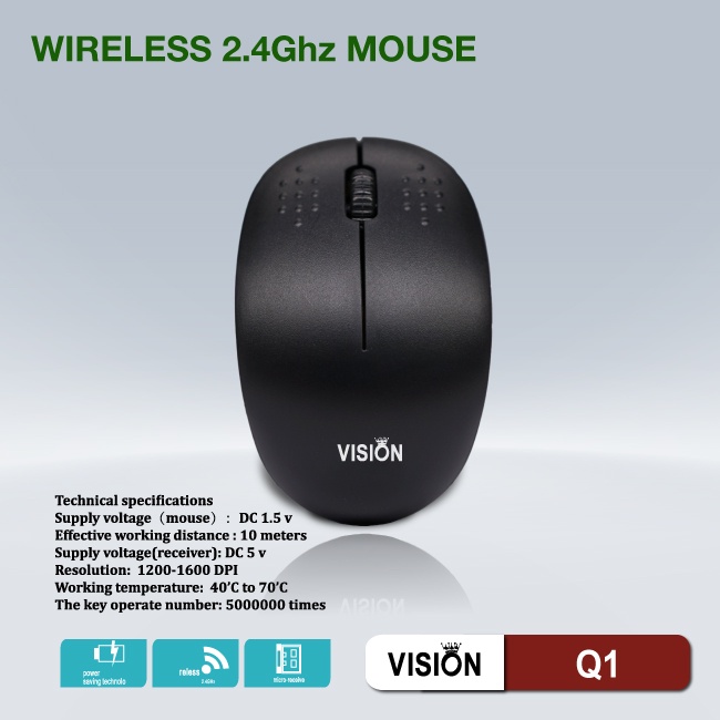 Chuột Mouse không dây VISION Q1 Chính hãng (Có pin, 1xAA)