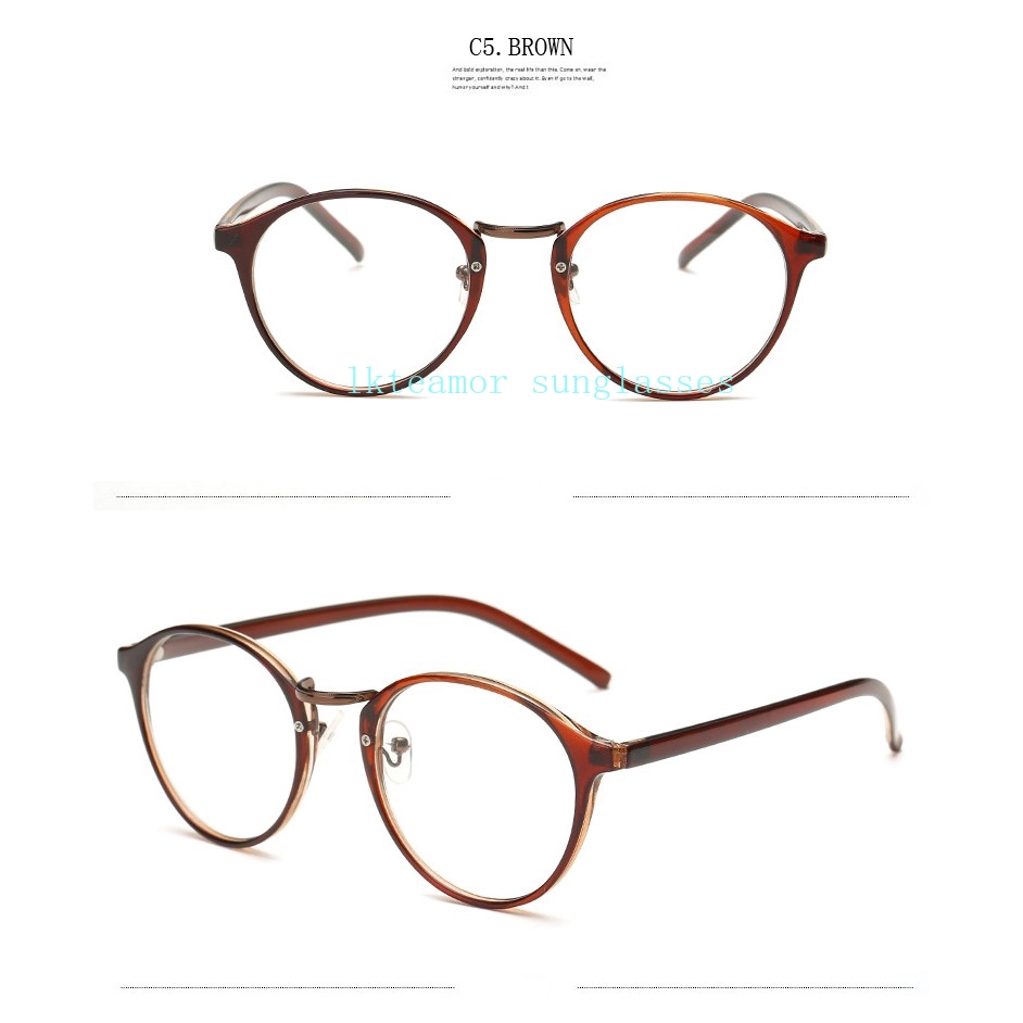 Mắt kính gọng tròn trong suốt phong cách vintage cho nữ