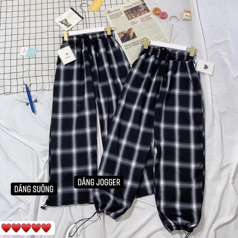 [RẺ VÔ ĐỊCH]Quần Dài Lưng Cao Ống Rộng Họa Tiết Sọc Caro Phong Cách Hàn Quốc( Có Video,Hình Thật) Rút Ống | BigBuy360 - bigbuy360.vn