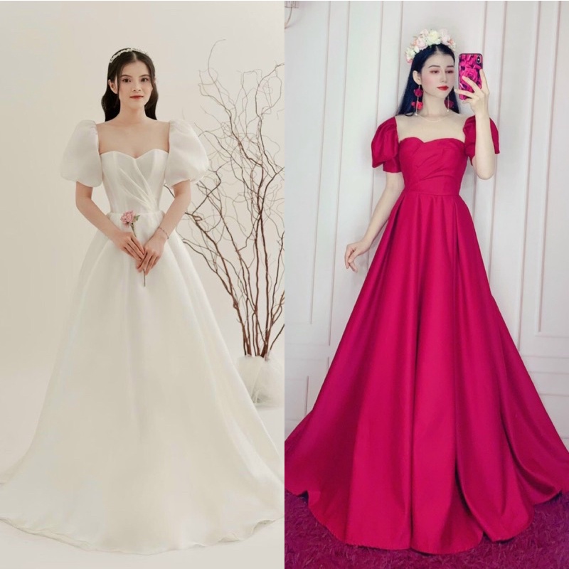 ĐẦM XOÈ MẶC CƯỚI TÂY PHỒNG XẾP LY full size S/M/L/XL ( ẢNH VÀ VIDEO DO CHỦ SHOP TỰ CHỤP 10000%)
