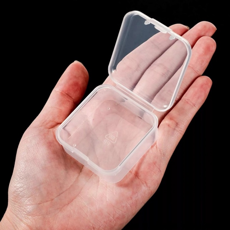 Set 1 / 5 Hộp Đựng Trang Sức Hình Vuông Mini Bằng Nhựa Trong Suốt Chống Ẩm Đa Năng