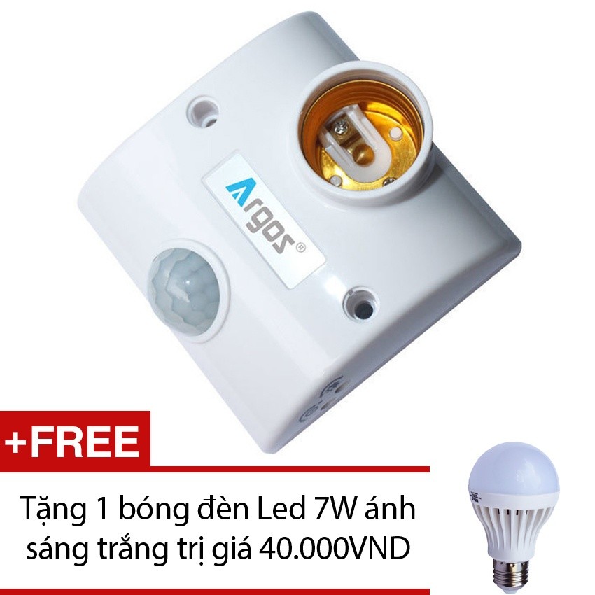 Đuôi đèn cảm biến hồng ngoại Argos TR02 + Tặng 1 bóng đèn Led 7W ánh sáng trắng