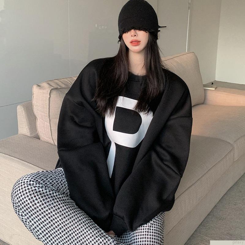 Áo nỉ nữ dài tay cổ tròn thời trang Hàn