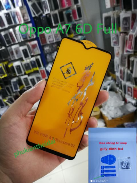 Cường lực 6D Oppo A7 FREESHIP Từ 50k Full màn Full keo Ôm màn 2.5D cao cấp ( tặng keo mép giấy lấy bụi )