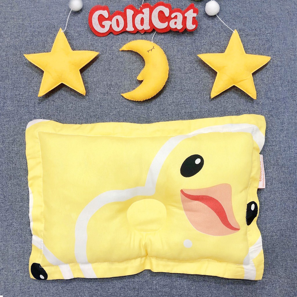 Gối Lõm Chống Méo Đầu Hình Chữ Nhật GOLDCAT Chất Vải Thô Lụa Lõi Bông Cao Cấp Cho Trẻ Từ 0-3 Tuổi