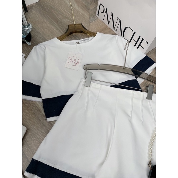 Set bộ nữ sang chảnh áo croptop phối quần viền chất cực đẹp