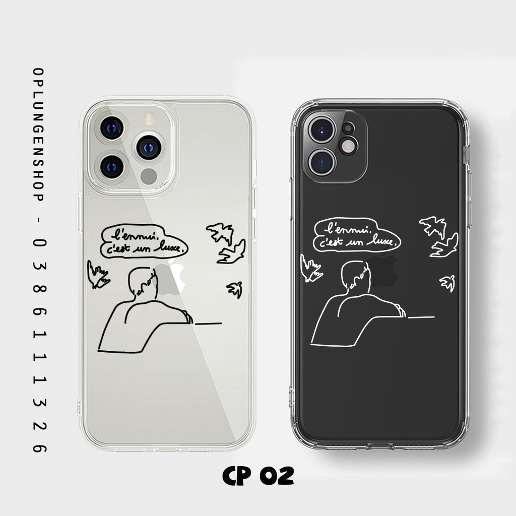 Ốp lưng silicon vẽ line cặp đôi dễ thương