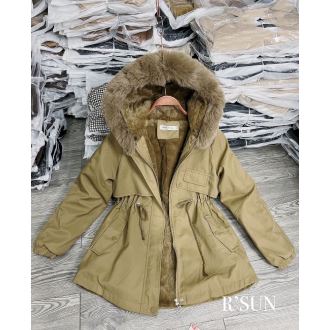 6 màu Áo parka nữ lót lông mũ lông