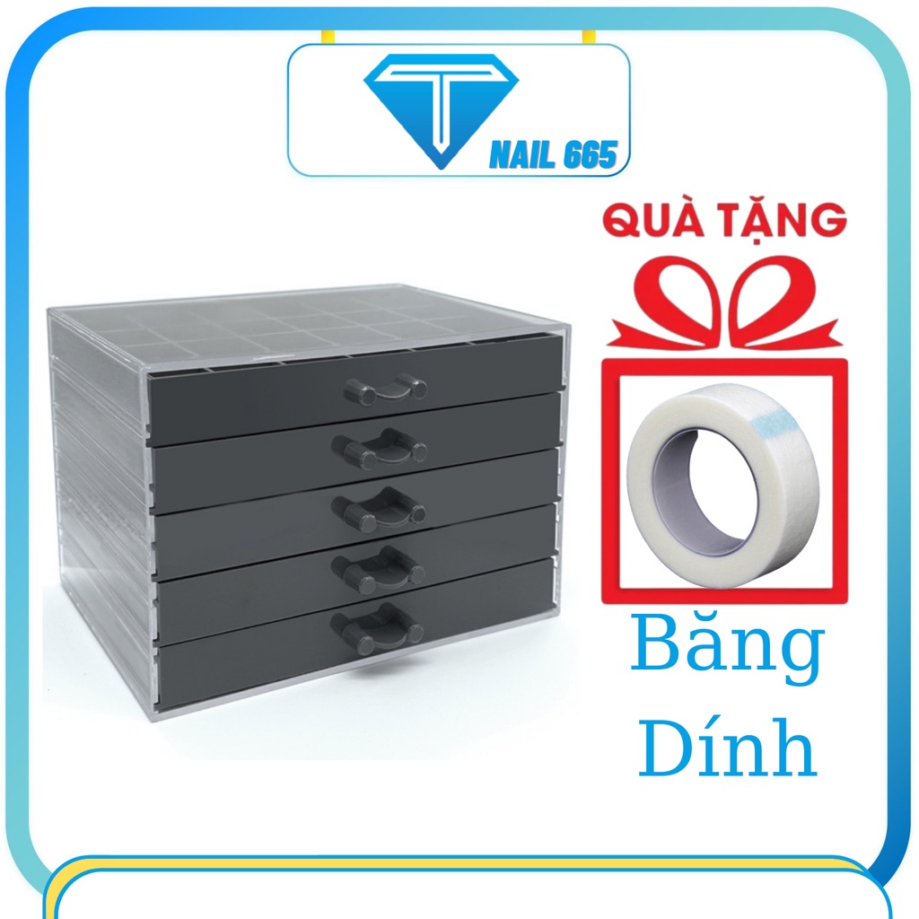 Kệ meka 5 tầng đựng charm nail, đá, khụ kiện , Khay đựng đá , trang sức loại Dày nhập khẩu