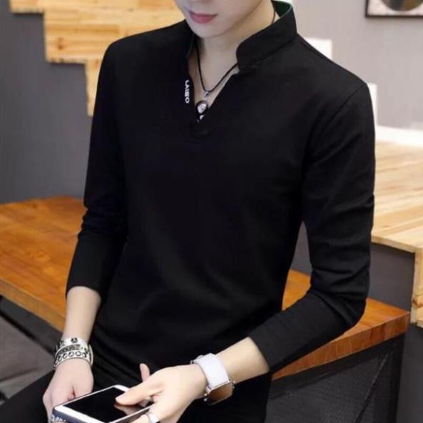 ÁO THUN CỔ TRỤ V TAY DÀI CHỐNG NẮNG COTTON CAO CẤP ÁO THUN NAM PHONG CÁCH HÀN QUỐC New !