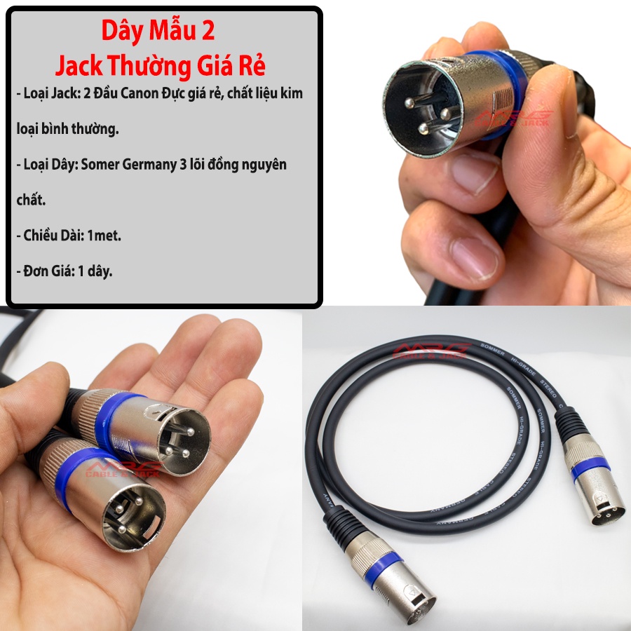 Dây Canon 2 Đầu Đực, dài 1met, giá 1 dây.