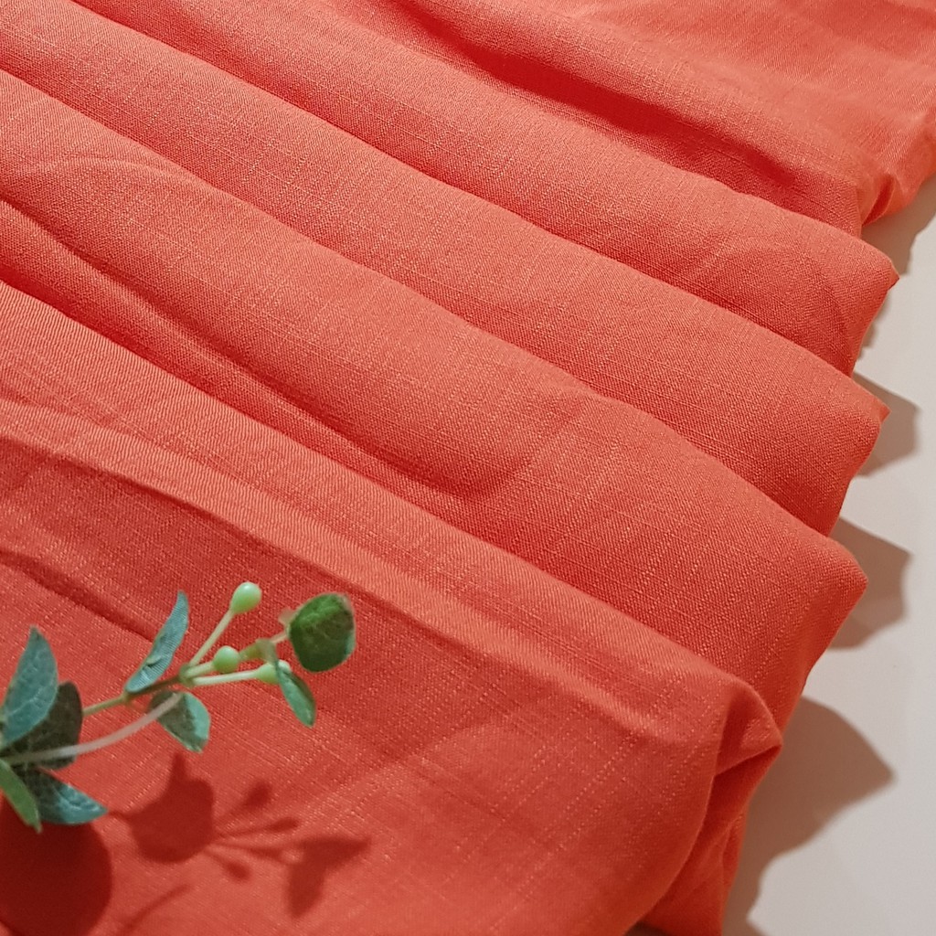 Vải may quần áo chất vải đũi màu cam dùng may đồ mùa hè siêu mát, 50 x 150cm, Maihoaflower
