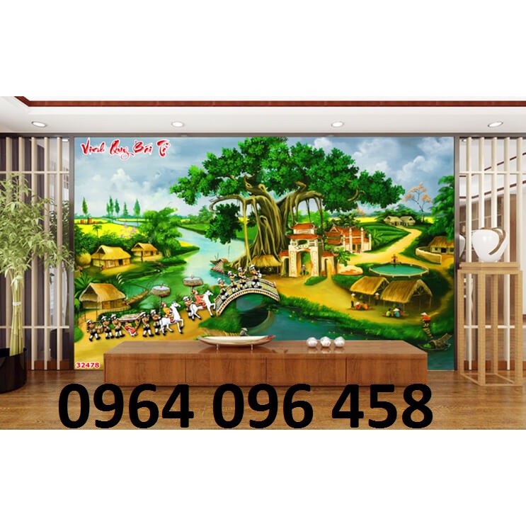 gạch tranh 3d - tranh gạch 5d cảnh làng quê