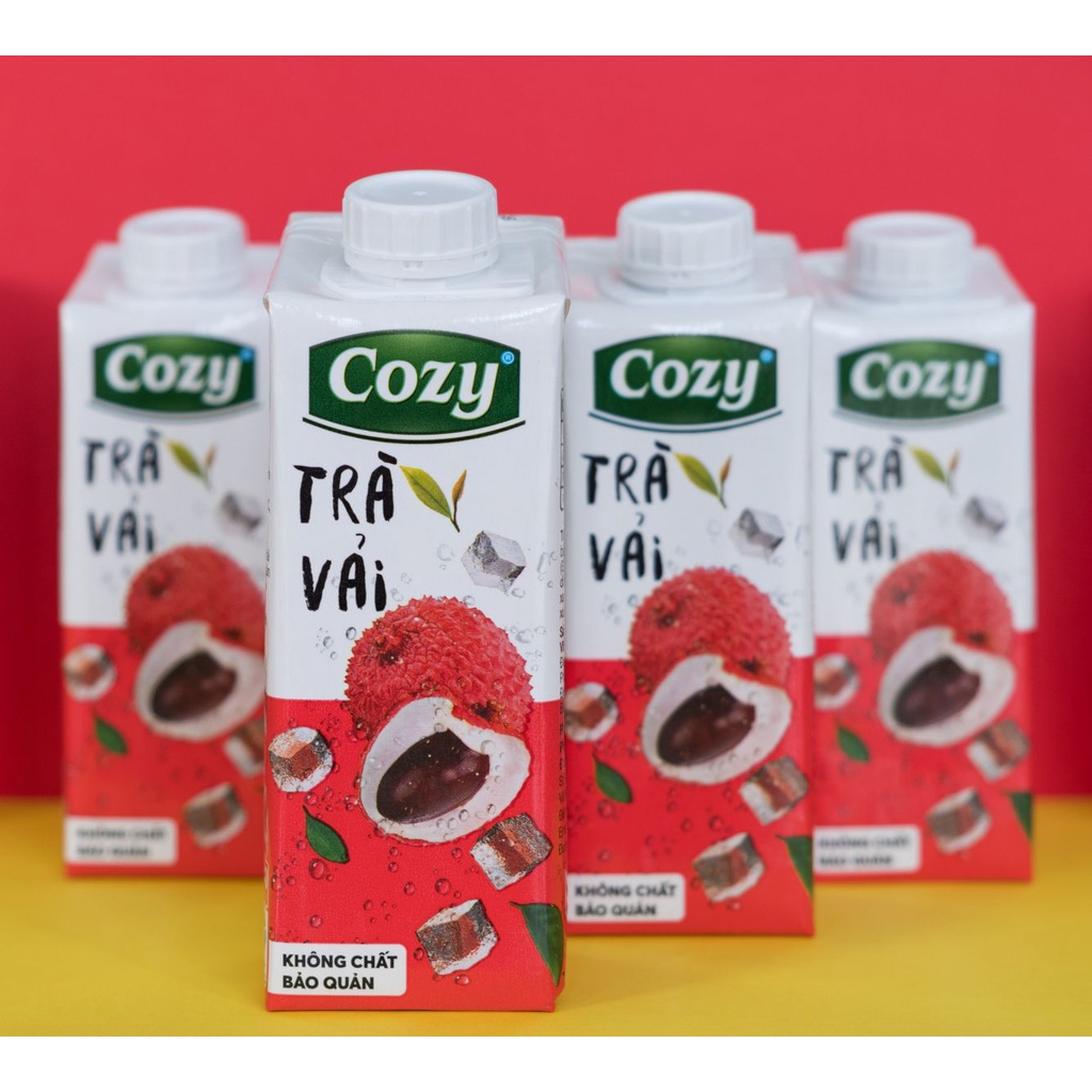 SET 3 LỐC (=12 HỘP) TRÀ COZY VẢI/ ĐÀO SẢ/ TẮC MẬT ONG (12 hộp x 225ml)