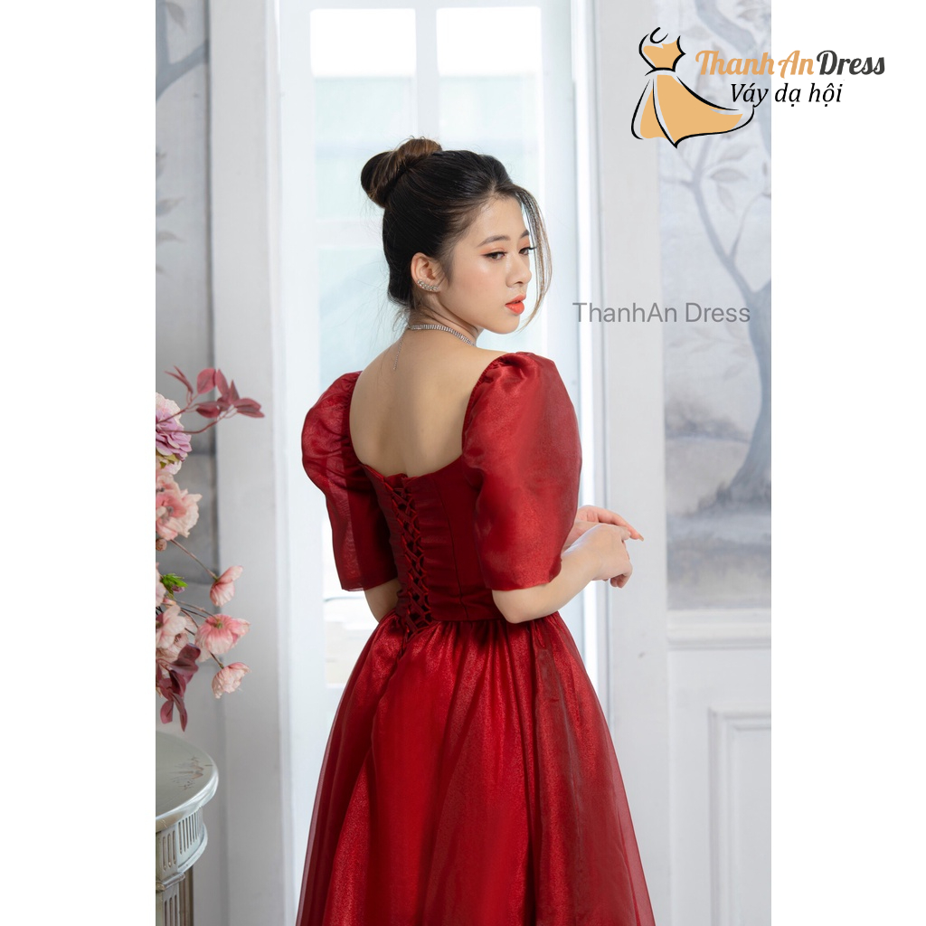 Đầm cô dâu, dạ tiêc, váy form dáng xòe tay bồng