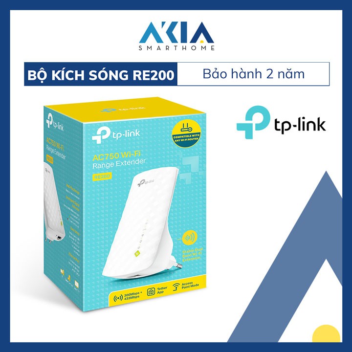 Bộ Kích Sóng Wifi Repeater Băng Tần Kép AC750 TP-Link RE200 - Hàng Chính Hãng