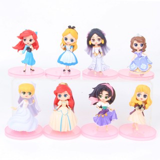 Bộ Mô Hình 08 Nàng Công Chúa Disney Xinh Đẹp - Đế Hồng ( Mẫu 02)