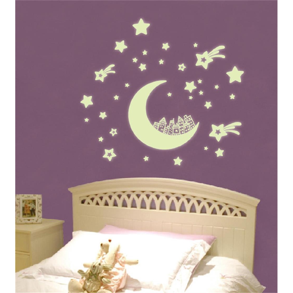 MIOSHOP 4 Types Fluorescent Art Mural DIY Kids Bedroom Wall Sticker