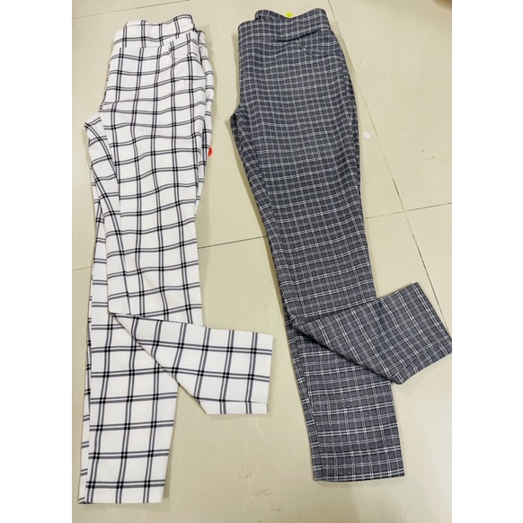 Quần jegging thun uni kẻ cho nữ siêu co giãn