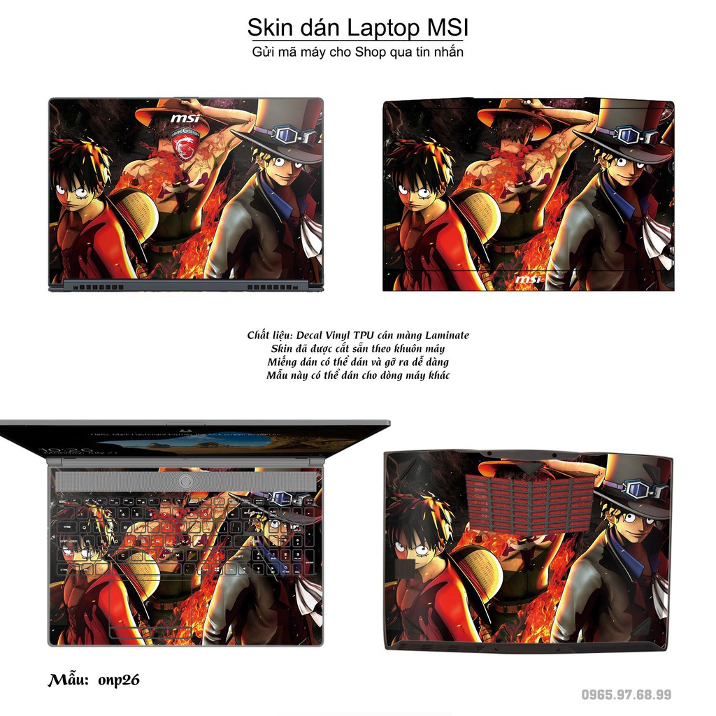 Skin dán Laptop MSI in hình One Piece _nhiều mẫu 22 (inbox mã máy cho Shop)