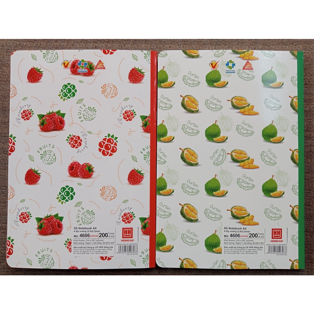 Vở ô ly Notebook A4 200 Trang Hồng Hà mẫu mới 4606 giao màu ngẫu nhiên - NS247