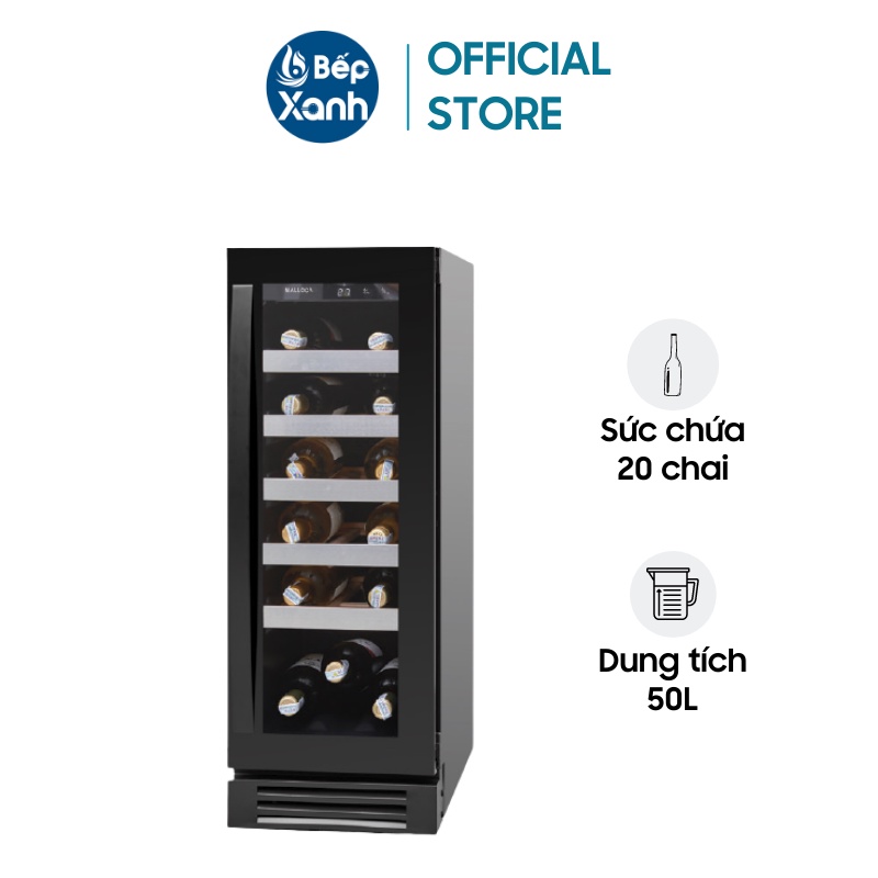 [TRẢ GÓP 0%] Tủ Bảo Quản Rượu Malloca MWC 20BG - Sức Chứa Khoảng 20 Chai - 50L