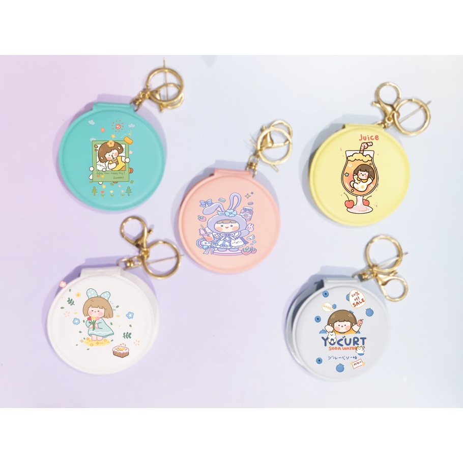 Gương roro jump 2 mặt GIK37 móc khoá gương gấu thỏ hoppang in hình hoạt hình cute dễ thương