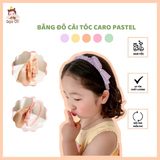Băng đô cài tóc nơ caro phong cách Hàn Quốc