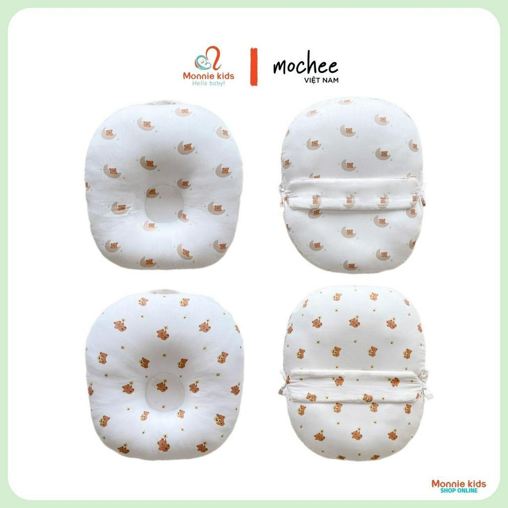 Vỏ gối chống trào ngược cho bé xô cotton Mochee, bao gối 70x70cm và 70x80cm - Monnie Kids