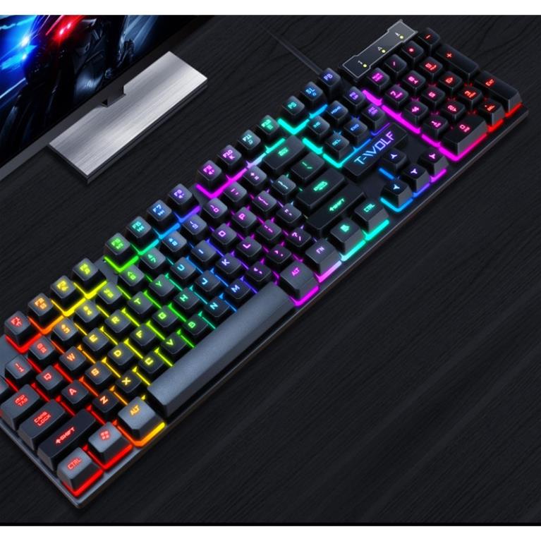 Bàn phím led game T Wolf T20 giả cơ keyboard có đèn 7 màu chính hãng