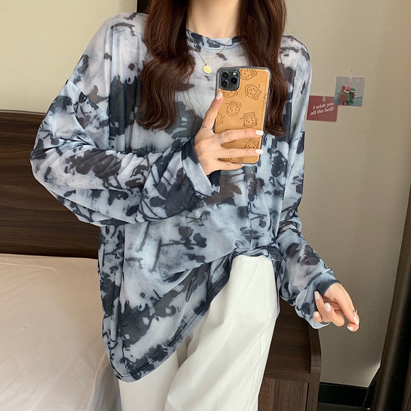 Áo Thun Lưới Tay Dài Dáng Rộng Thiết Kế Gợi Cảm Chống Nắng Mùa Hè 2022 Mới