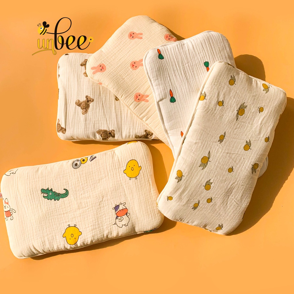 Gối Xô Cho Trẻ Sơ Sinh Họa Tiết Ngộ Nghĩnh Chất Cotton Mềm Mịn, Êm Ái - Unbee Kids