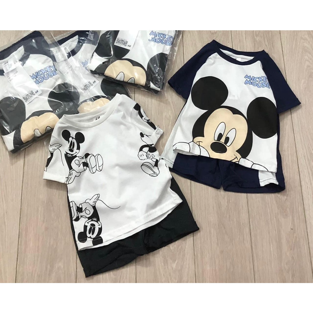 Combo 2 bộ thun cotton mềm mại Mialy Kids hình in Mickey cho bé (9-23kg) - Chất co dãn, mát mẻ