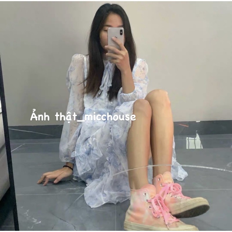 Có sẵn | Đầm voan dáng xoè phối bèo | BigBuy360 - bigbuy360.vn