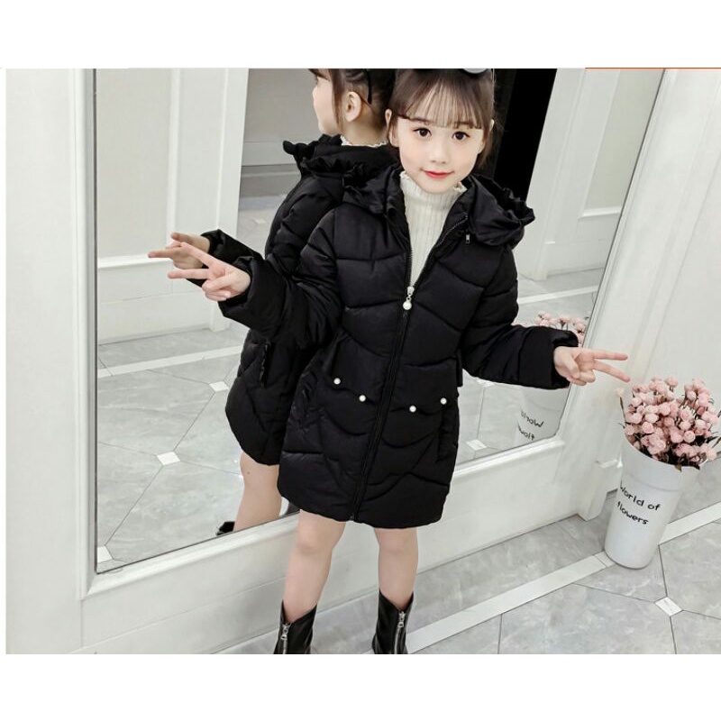 Áo phao dáng dài phong cách xứ Hàn bé gái