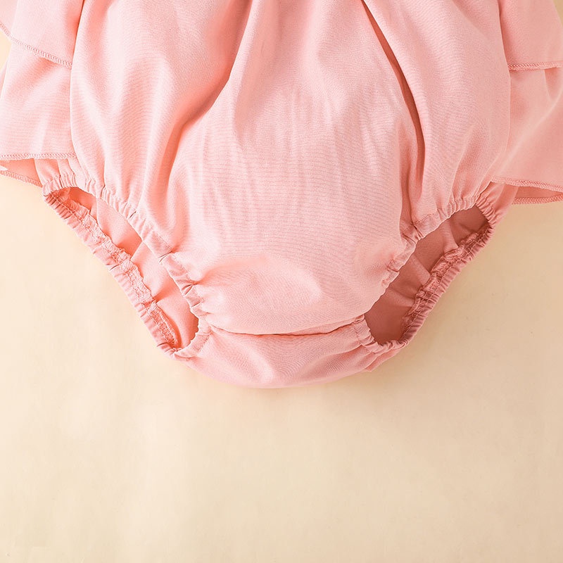 Body Tay Ngắn Cho Bé Gái Sơ Sinh 0-24 Tháng,Bodysuit Liền Thân Màu Hồng Kèm Băng Đô Áo Liền Quần Cho Bé trẻ em
