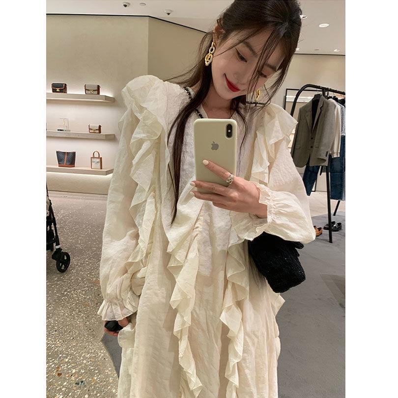 Sansan Đầm Dài Phong Cách Ngẫu Nhiên Thời Trang Mùa Xuân Hàng Mới 2022