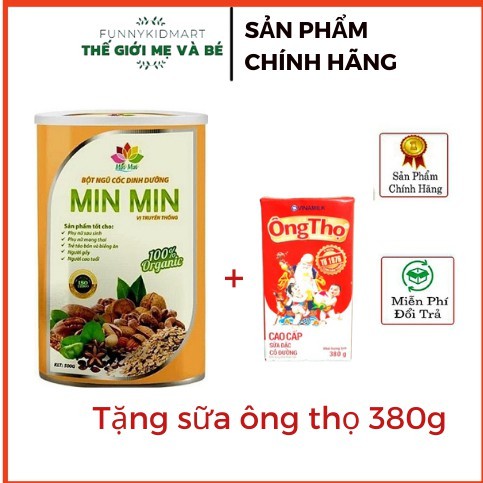 COMBO 2 HỘP NGŨ CỐC DINH DƯỠNG MIN MIN 29 HẠT - NGŨ CỐC LỢI SỮA MINMIN (1KG) tặng kèm sữa