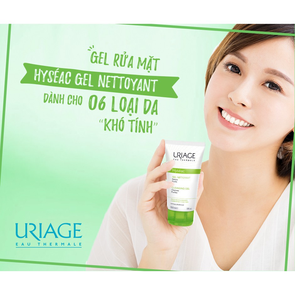 Sữa rửa mặt Uriage Eau Thermale Cleansing Gel cho da nhạy cảm, nhờn mụn 150ml Ouibeaute