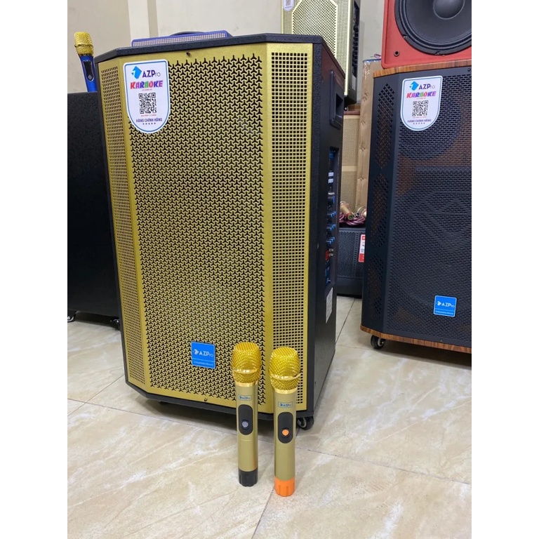 Loa Kẹo Kéo AZpro 1508A Phiên Bản 2022 Mới Mạch REVERB 10 Nút Tặng 2 micro UHF Kim Loại Cao Cấp. BH 1 đổi 1.